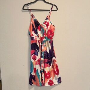 Tropical Floral Dress with Pockets